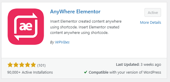 Anywhere Elementor 플러그인 인스톨