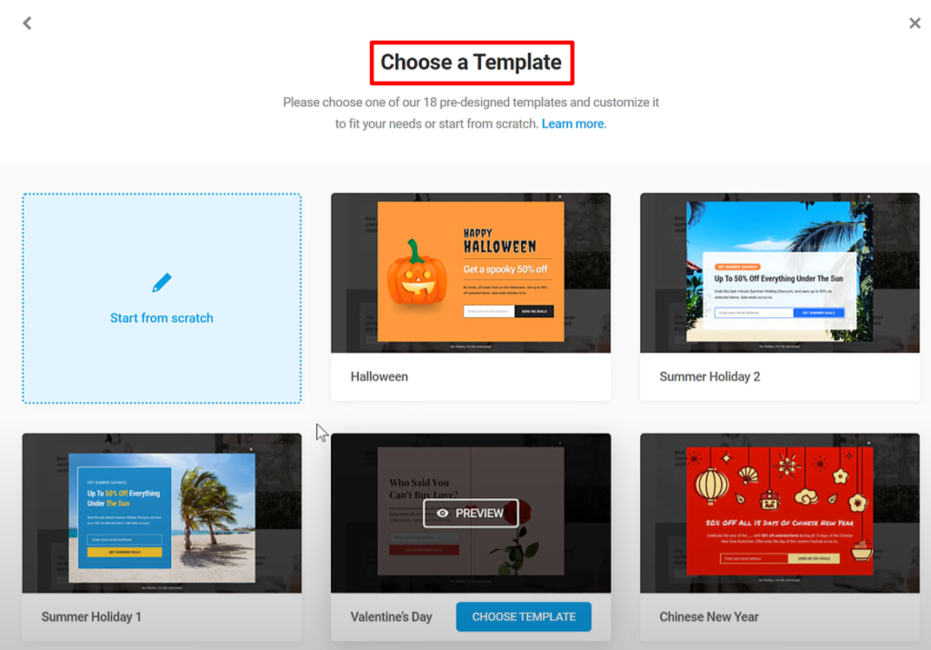 Hustle Template선택