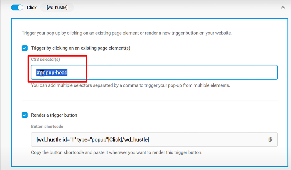 Hustle CSS selector 작성
